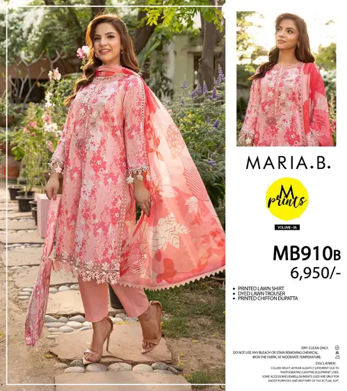 Maria B Digital Printed 3PC Lawn Suit – Summer 2025 Maria B 3PC digital lawn suit with chiffon dupatta – Summer Collection 2025
