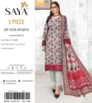 Saya 3PC printed lawn suit with voil dupatta – Summer 2025 collection