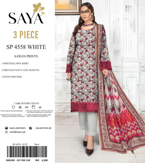 Saya Premium Printed Lawn Suit 3PC – Summer Collection 2025 Saya 3PC printed lawn suit with voil dupatta – Summer 2025 collection