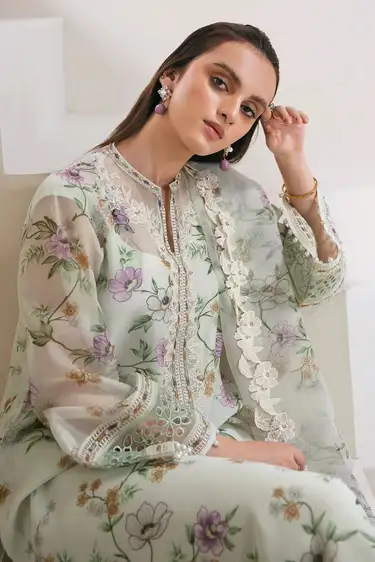 Baroque MD 1379 Cotton Net Shirt with Organza Dupatta & Malai Trouser β New Colour Restock Baroque MD 1379 new colour restock β cotton net printed shirt, organza dupatta with embroidered border, malai trouser