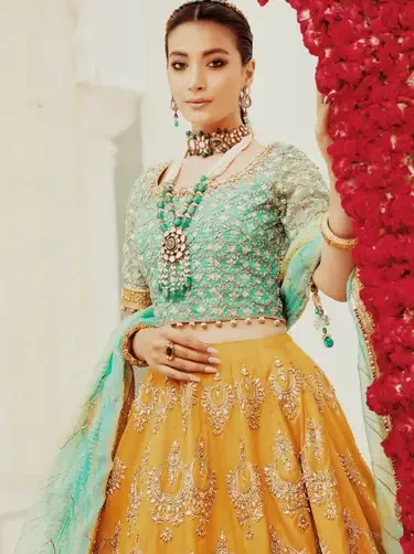 Maria B Unstitched Replica Luxury Net Frock with Pearls, Sequence, Handwork and Satin Silk