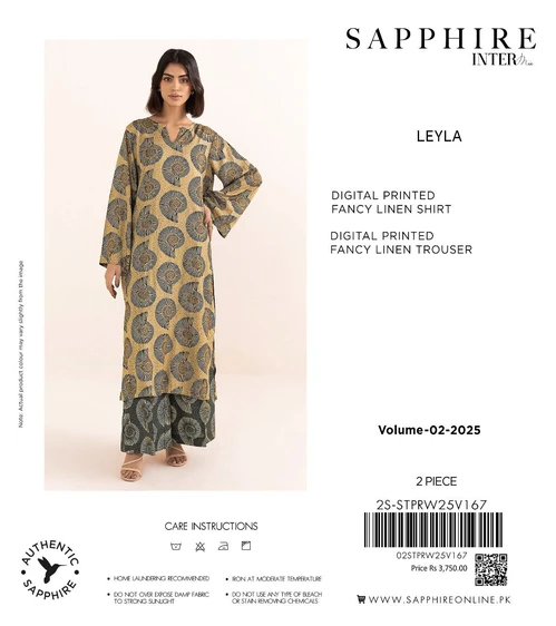 Sapphire 2Pc Digital Printed Fancy Linen Collection 2025 – Shirt & Trouser Sapphire Winter Collection 2025 – digital printed fancy linen shirt and trouser – 2 piece suit – 11 designs – Pakistani unstitched suits for women