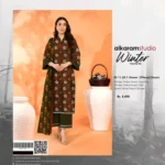 Alkaram Studio Winter Collection 2025 – printed Vintex Peach shirt, dupatta, and trouser – 10 designs – Pakistani unstitched winter suits for women