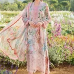 Maria B Premium Edition Digital Printed Linen 3Pc Unstitched Suit with embroidered chikan kari front and 4-side embroidered dupatta – Pakistani women’s winter collection 2025