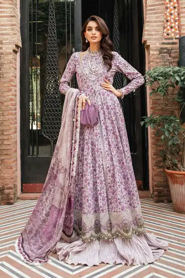 Maria B Premium Edition – Digital Printed Linen 3Pc Unstitched Suit Maria B Premium Edition 3Pc Digital Printed Linen Unstitched Suit with embroidery patches and digital printed dupatta – Pakistani designer winter wear 2025