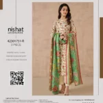 NISHAT Khaddar 3Pc Unstitched Suit featuring printed shirt, wool shawl, and dyed trouser – Winter Collection 2025.