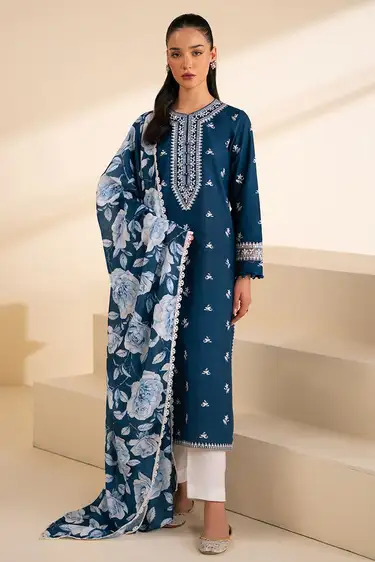 CrossStitch Premium Dhank 3Pc Unstitched Suit – Heavy Embroidery & Digital Print CrossStitch premium Dhank unstitched suit with heavy embroidered neckline, front, sleeves, border and digital printed shawl.