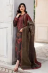 Baroque premium Dhank unstitched 3-piece suit with heavy embroidery and digital printed shawl.