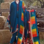 Maria B Premium Edition 3-piece Dhank unstitched suit with embroidery and digital printed shawl.