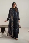 Neeshay Airjet Dhanak embroidered 3-piece unstitched winter suit with printed twill wool shawl and plain trouser, 2025 collection.