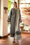 Baroque Dhanak unstitched 3-piece digital printed and embroidered suit with shawl and trouser from the 2025 winter collection.