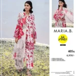 Maria B unstitched printed linen 3-piece winter suit with chiffon dupatta and trouser β Winter Collection 2025.