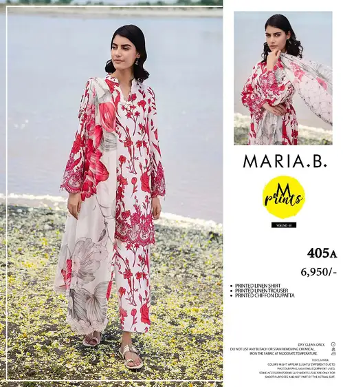 Maria B Linen Winter Collection 2025 Maria B unstitched printed linen 3-piece winter suit with chiffon dupatta and trouser β Winter Collection 2025.