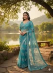 SSC soft net fully heavy embroidered saree with sequence work, 7.5-meter fabric – Saree Collection 2025.
