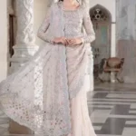 Maria B embroidered net saree with adda work, tassels, and silk petticoat – Exclusive Master Blaster edition 2025.