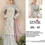 Iznik Printed Chikankari Lawn Laced Chiffon Dupatta